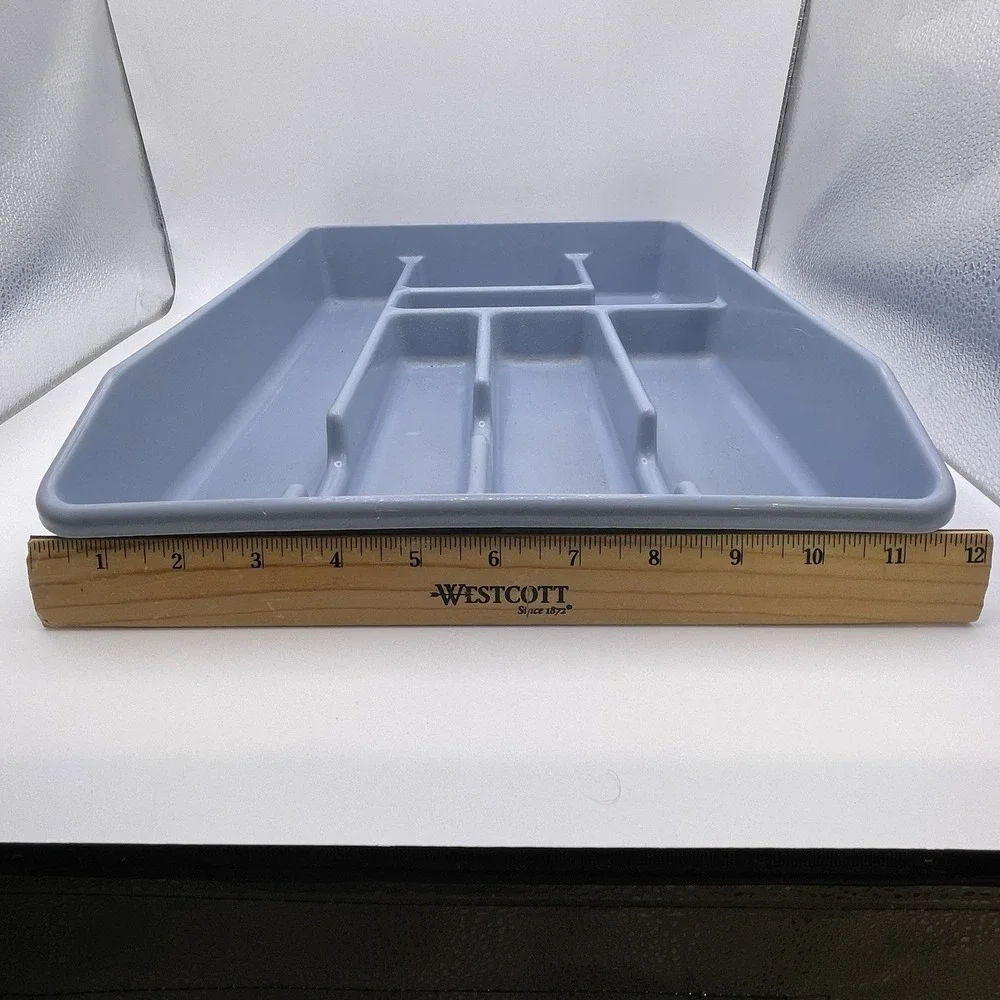 Vtg Rubbermaid Silverware Utensil Tray Drawer‎ 7 Compartment Organizer 0521 Blue